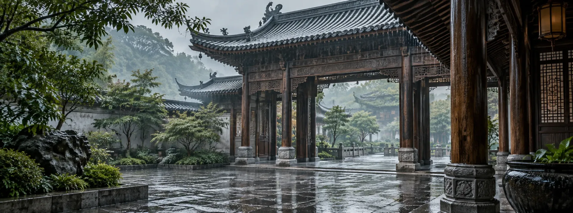 多雨的长春牌楼工地 · 古建园林